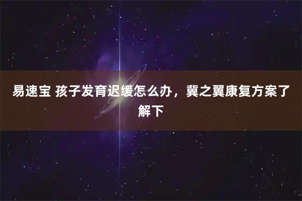 易速宝 孩子发育迟缓怎么办，冀之翼康复方案了解下